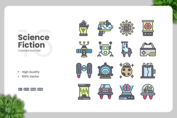 Download Science Fiction Colored Icons - Science fiction Collection