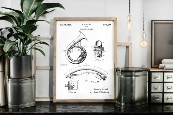 Download Horn 1930 Patent Art Poster Blueprint - 1930 Collection