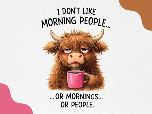 Download Funny Highland Cow Coffee Design - Premium Resources