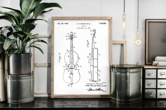 Download Violin 1930 Patent Art Poster Blueprint - 1930 Collection